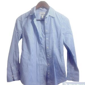 J.Crew Petite Slim-Fit Stretch Cotton Poplin Blue Stripe Shirt Women's Petite XS